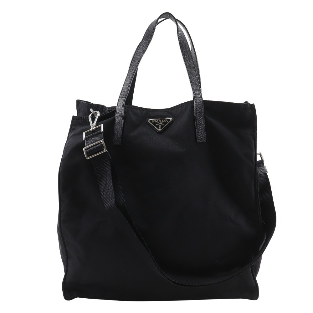 Prada Shoulder Tote Bag Black Crossbody Handbag Open